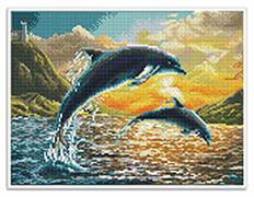 Diamond Dotz Dolphin Sunset 42 x 31.5cm With White Frame